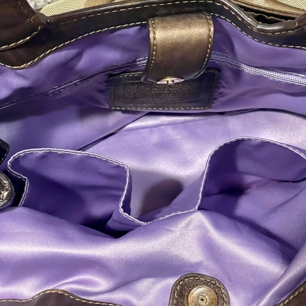 Coach Hobo Bronze Leather Signature Op Art Tote Bag With Hang Tags Y2K - Picture 16 of 16